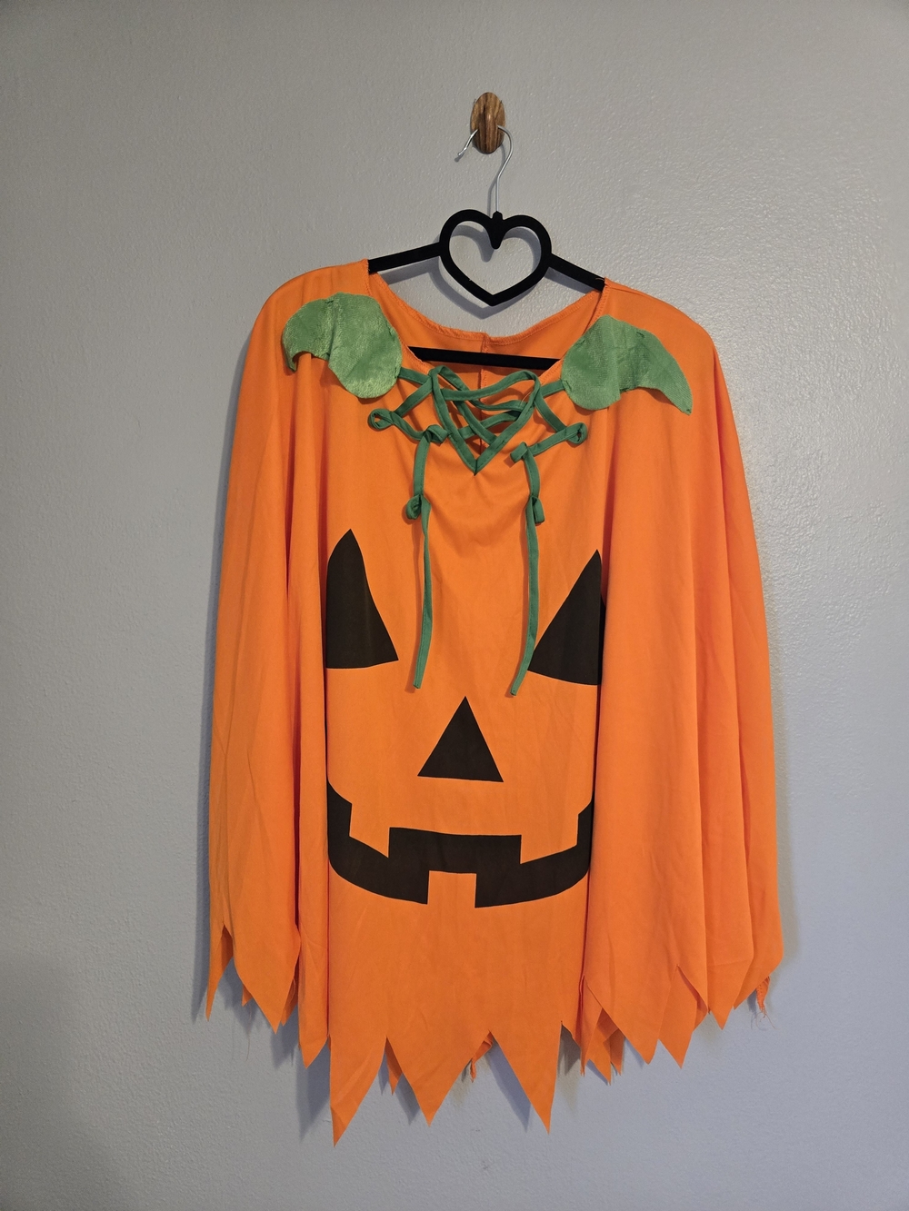 Adult Pumpkin Costume Poncho Cape Halloween One Size